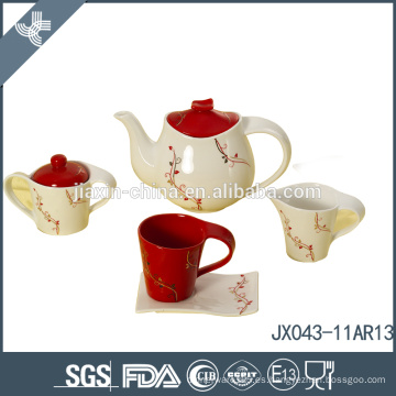 China juego de té de cerámica del producto caliente respetuoso del medio ambiente de la impresión simple elegante